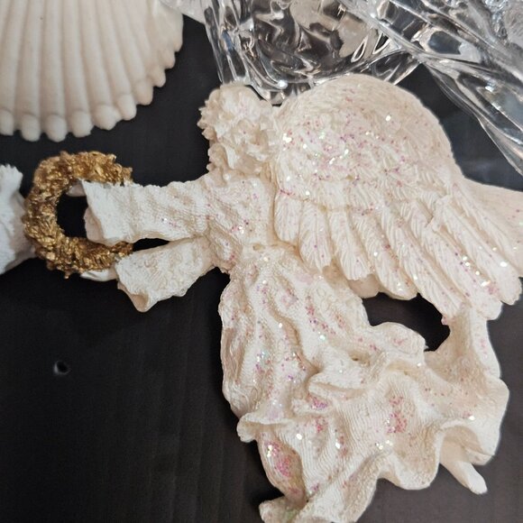 Set Of 7 Angel & Shell-Themed Christmas Ornaments Glass & Resin - Picture 3 of 8